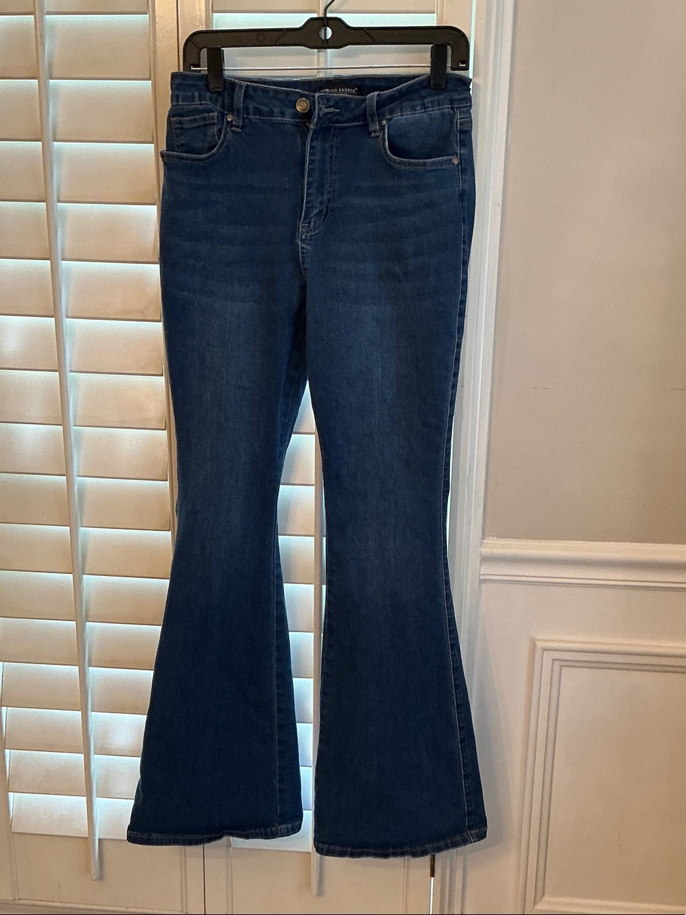 High-Rise Dark Blue Flare Jeans — Women